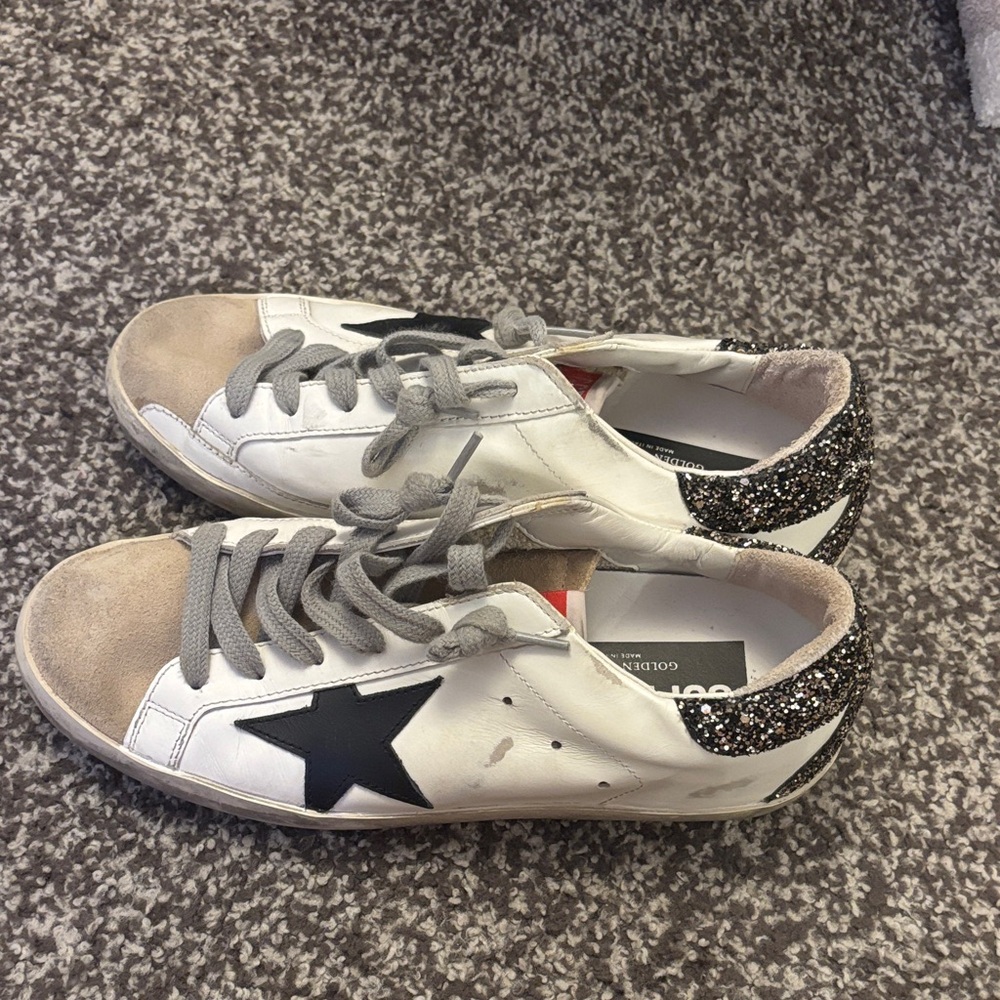 Golden Goose White and Black Sneakers